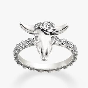 James Avery Desert Rose Western Bull Skull Ring